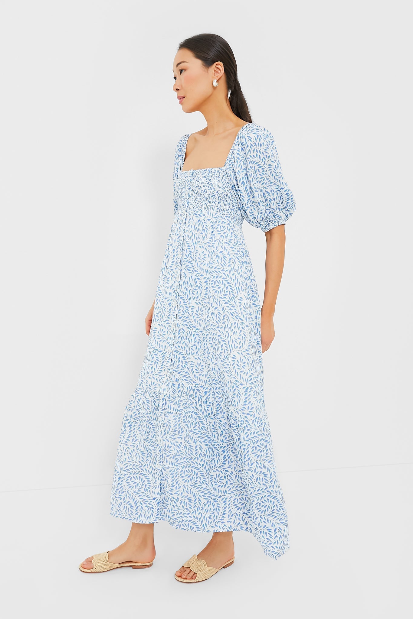 Wisteria Vines Santiago 3 Short Sleeve Maxi Dress