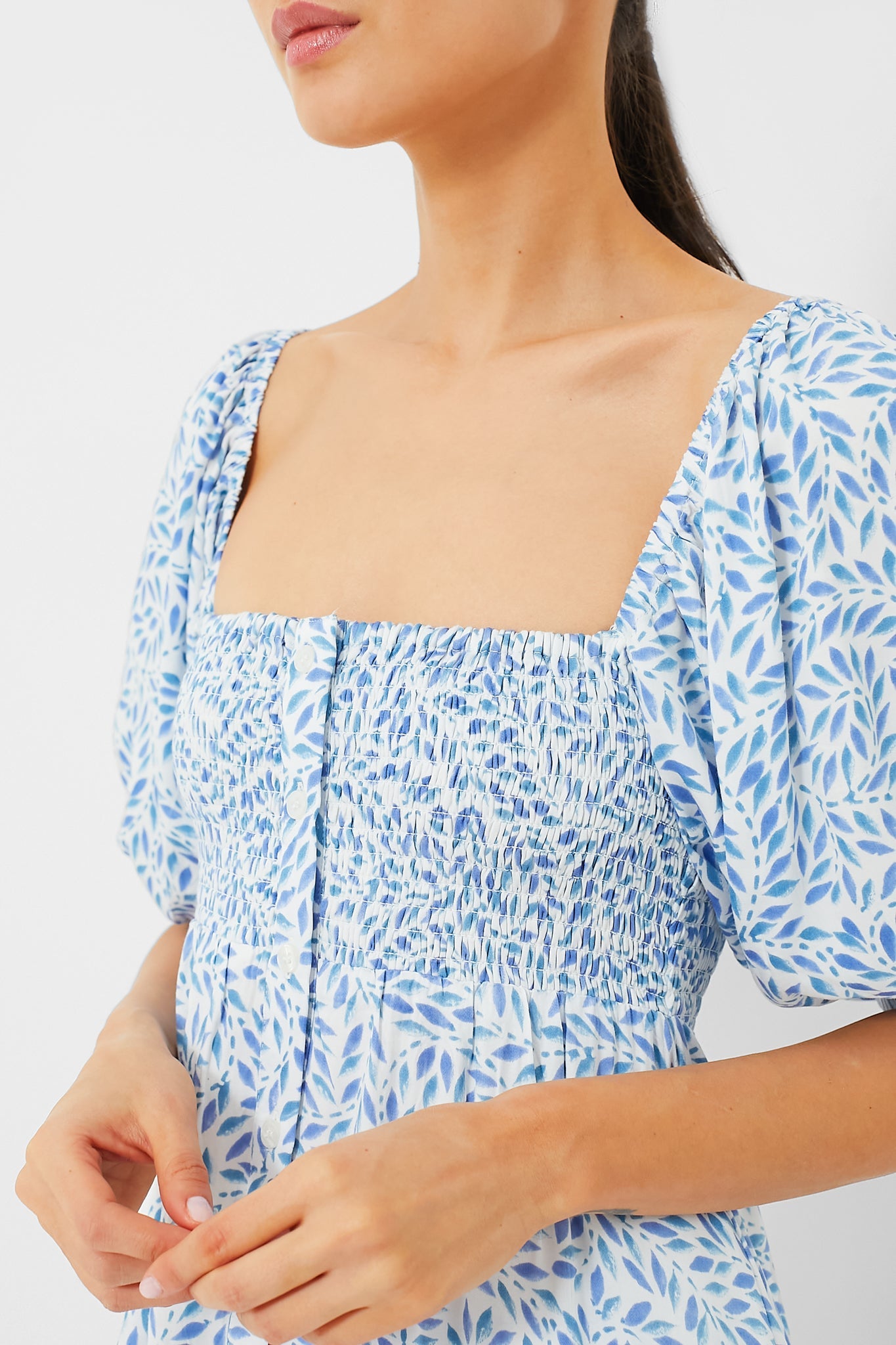 Wisteria Vines Santiago 3 Short Sleeve Maxi Dress