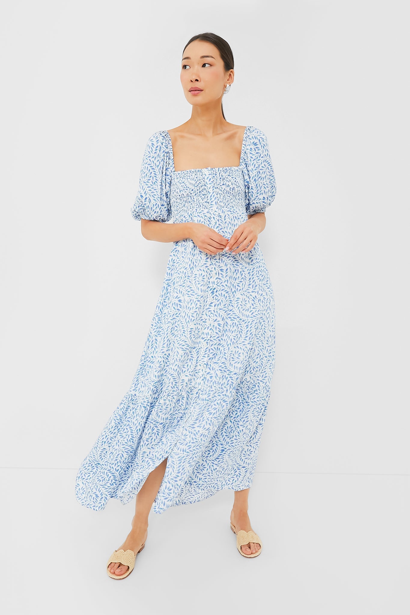 Wisteria Vines Santiago 3 Short Sleeve Maxi Dress