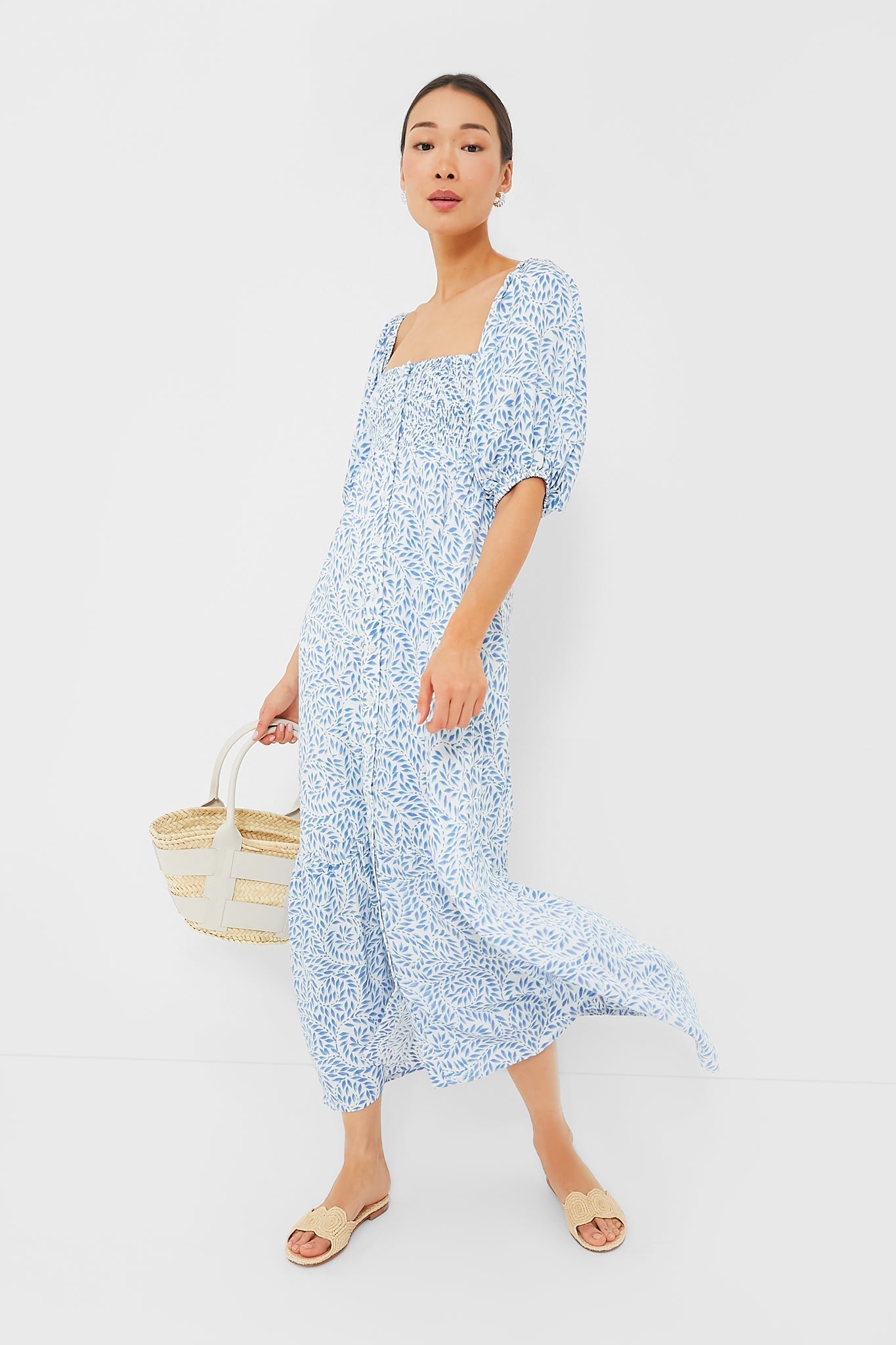 Wisteria Vines Santiago 3 Short Sleeve Maxi Dress