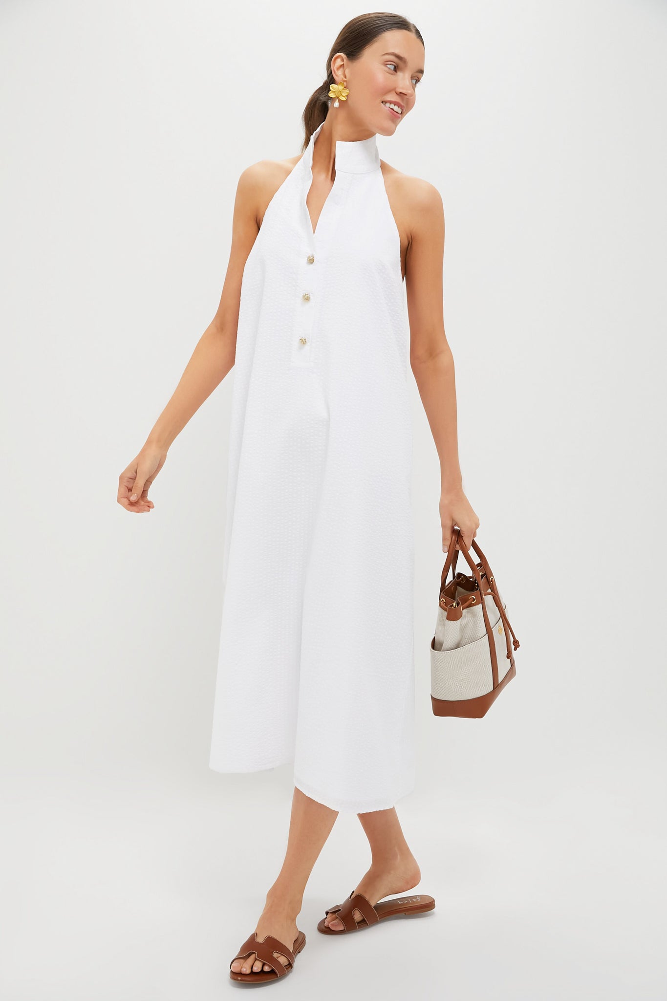 White Seersucker Jagger Dress