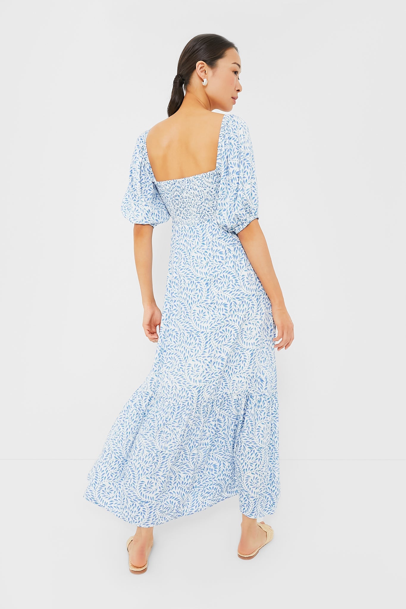 Wisteria Vines Santiago 3 Short Sleeve Maxi Dress
