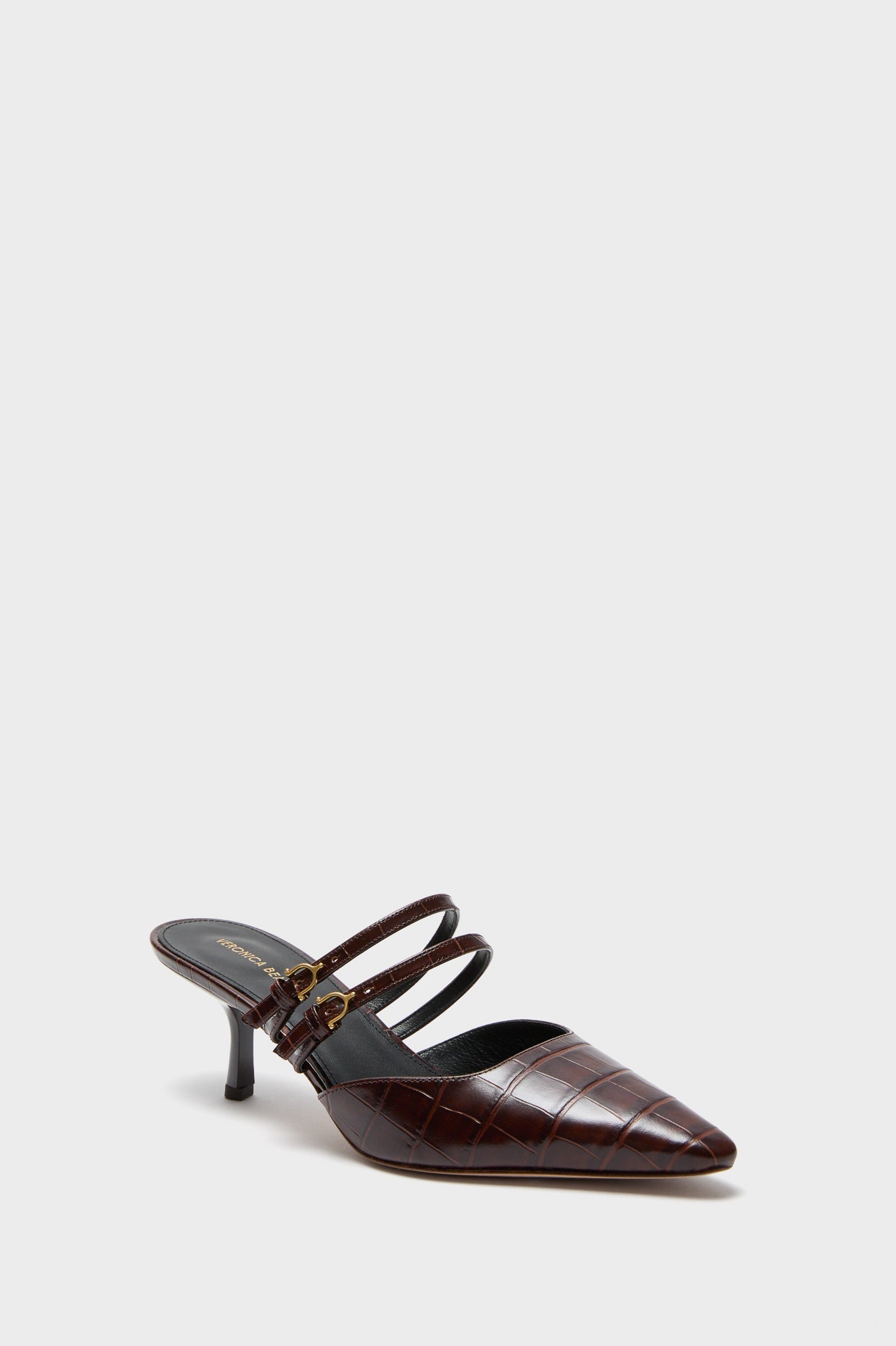 Chocolate Croc Corrie Heels