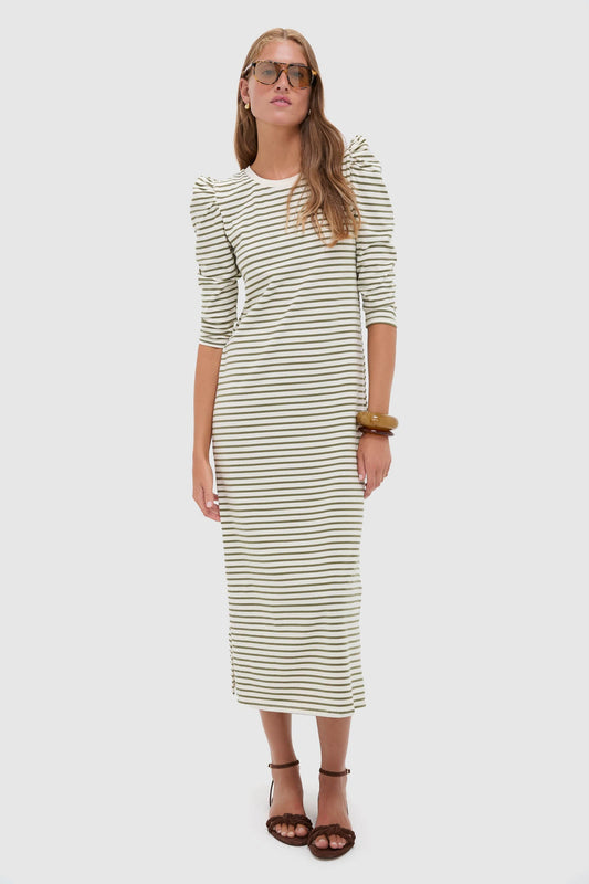 Olive Stripe Vesty Maxi Dress