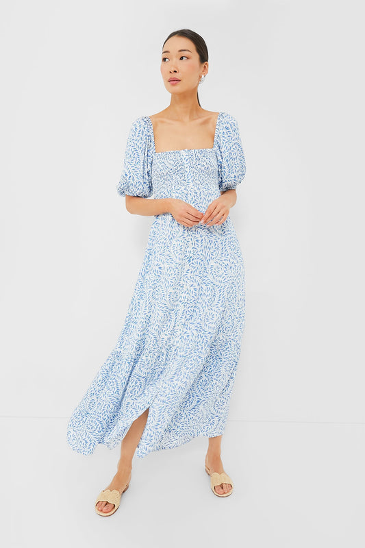 Wisteria Vines Santiago 3 Short Sleeve Maxi Dress